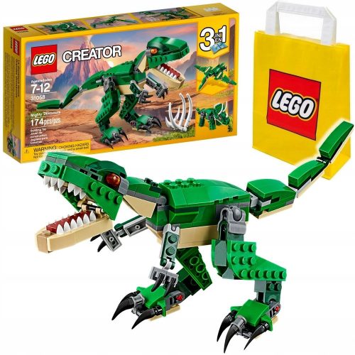  LEGO Creator 3 in 1 31058 Mighty Dinosaurs + Sacchetto di carta LEGO 001-2021-2022-2023-2024