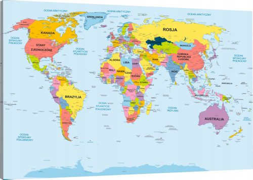 Mappa del mondo illustrata in polacco 120X80