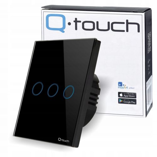 Interruttore triplo touch da incasso Q-touch nero QBP.W3- TOUCH