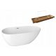 Vasca da bagno centro stanza in acrilico The North Bath Loki scarico centrale 130 x 70 cm + vasca in legno SCANDI 75 x 23 cm