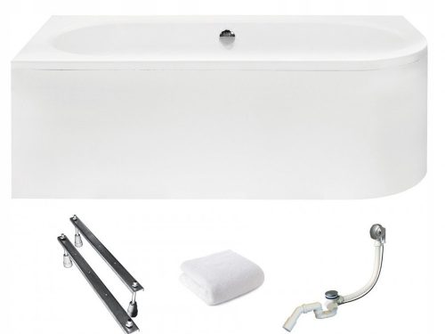 Vasca da bagno angolare Besco Avita in acrilico, scarico centrale, 170 x 75 cm