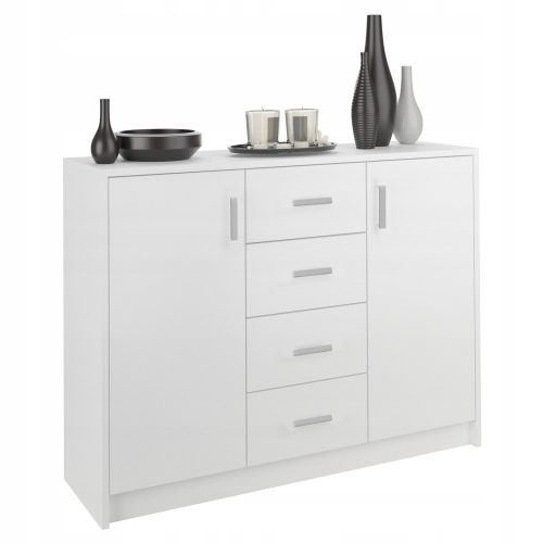  Cassettiera moderna Mobene 110 x 35 x 85 cm, bianco opaco