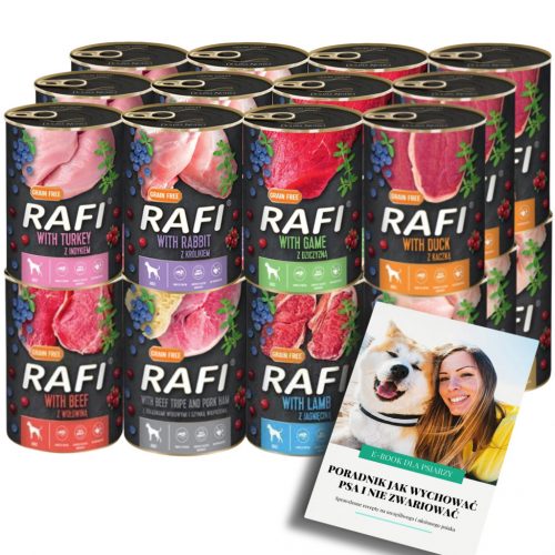  RAFI CLASSIC Cibo umido per CANI MIX 8 GUSTI set 24x400g + EBOOK CANE