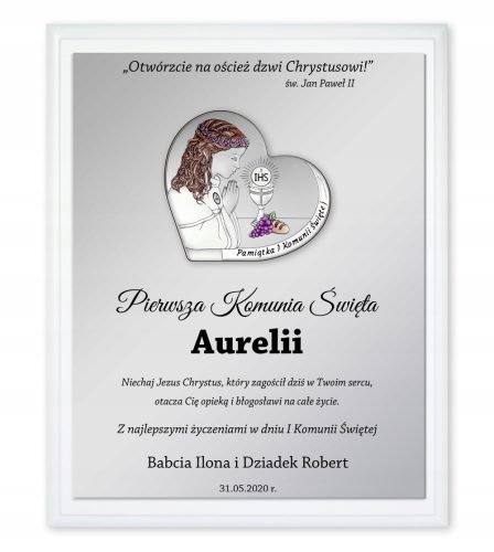  REGALATE IL QUADRO DELLA PRIMA COMUNIONE INCISIONE IN ARGENTO, SOUVENIR IN SCATOLA DECORATIVA