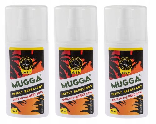  SET 3 x Mugga Strong 50% DEET 75 ml repellente per zanzare e zecche