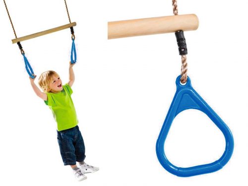 Altalena trapezio per ginnastica con cerchi Parco giochi per bambini JF blu