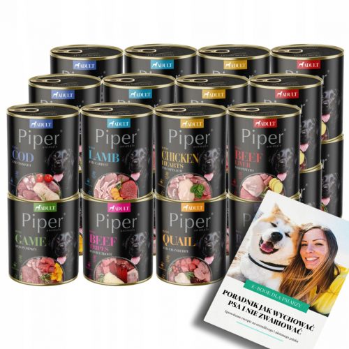  DOLINA NOTECI PIPER Alimento umido per CANI MIX 8 Gusti 24x 800g + EBOOK CANE