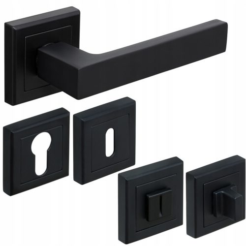 Coppia di maniglie con rosette quadrate Handmet, nero opaco