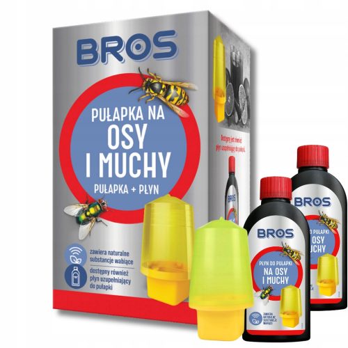  Trappola contro mosche e vespe Bros 0,46 kg 200 ml + Liquido contro mosche e vespe Bros 0,25 kg 200 ml