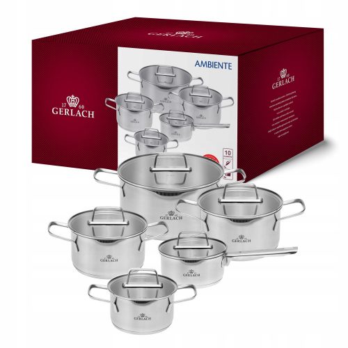 Set di pentole Gerlach Ambiente, acciaio inossidabile, 10 pz.