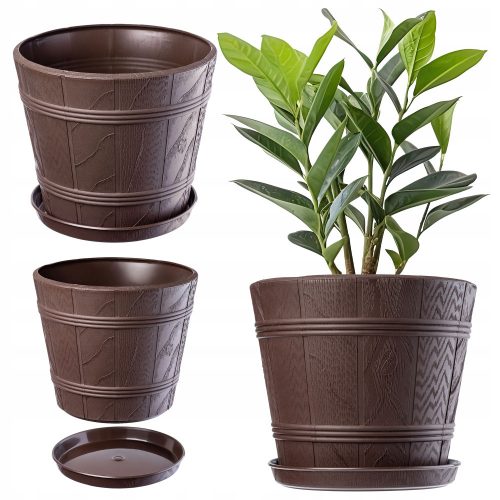  Vaso da fiori Kadax 21 cm x 26 x 22,5 cm diametro 26 cm in plastica tonalità marrone e beige