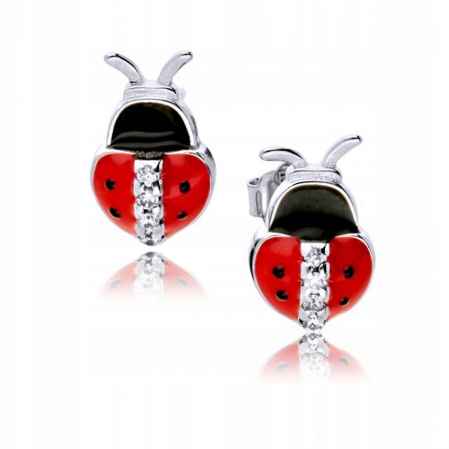  Orecchini in argento 925 con coccinelle colorate per bambini